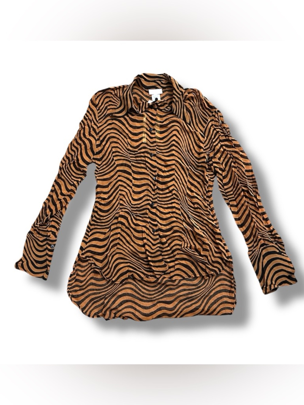 NWT Vintage Gottex Tan Animal Print Button Down Women's Size Large Deadstock